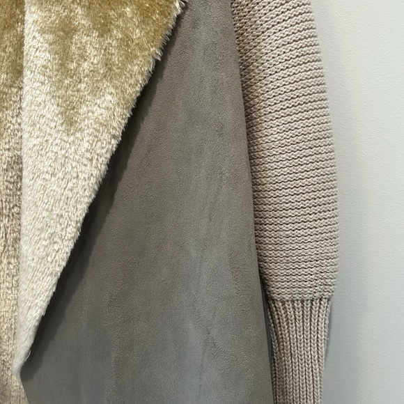 VENUS - Suede Sweater Sleeve Jacket Beige Size L - Picture 2 of 4